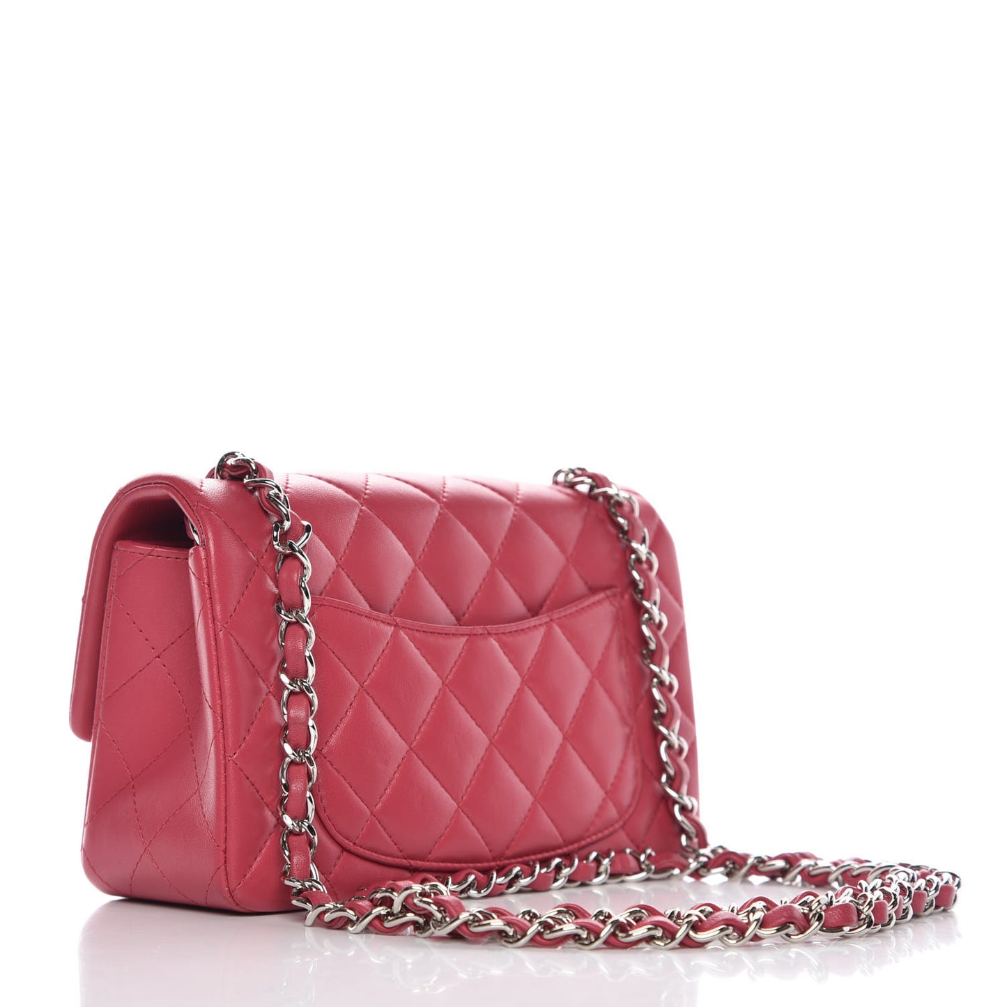 Lambskin Quilted Mini Rectangular Flap Dark Pink