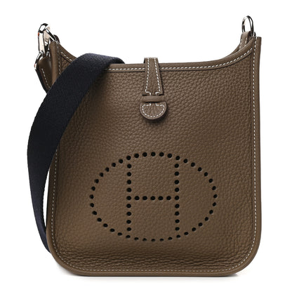 Hermes Taurillon Clemence Amazone Evelyne TPM Etoupe Bleu Indigo 1 of 9