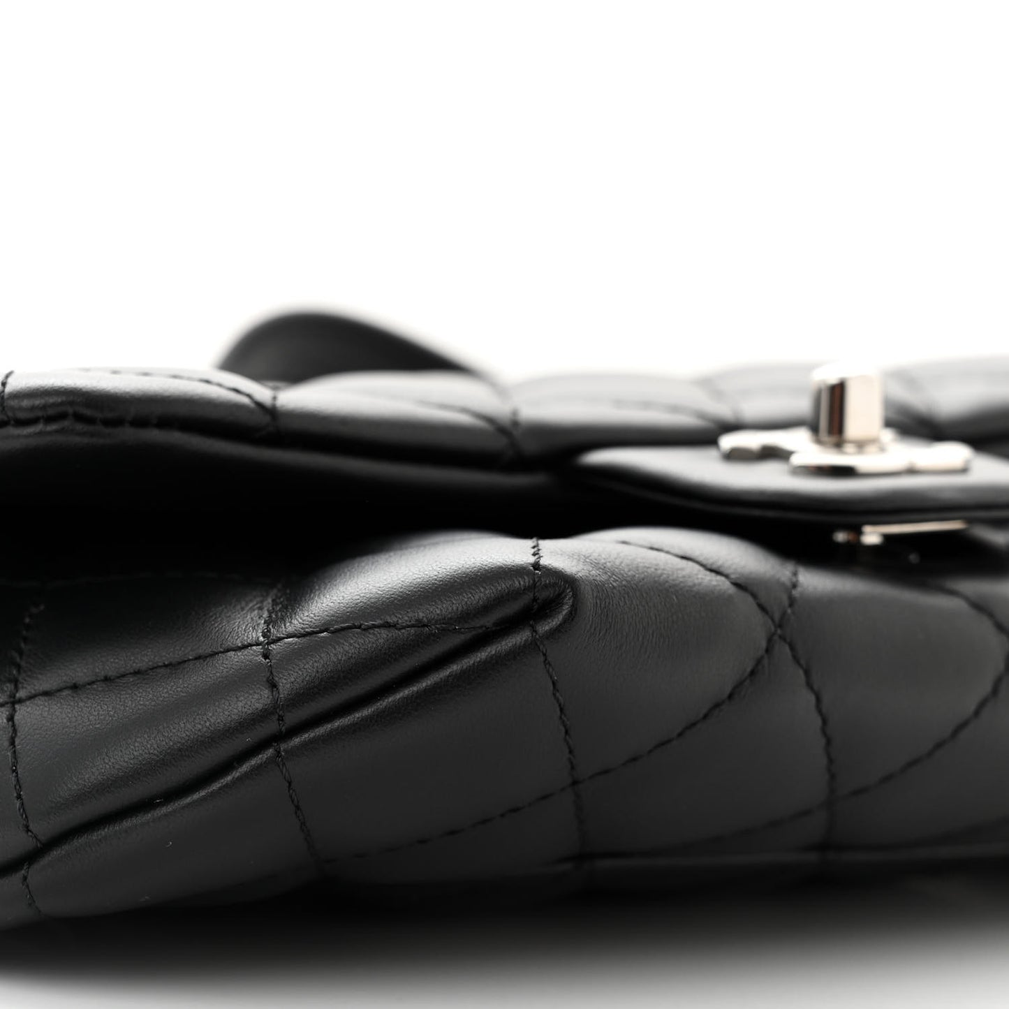 Calfskin Quilted CC Uniform Flap Belt Bag Black