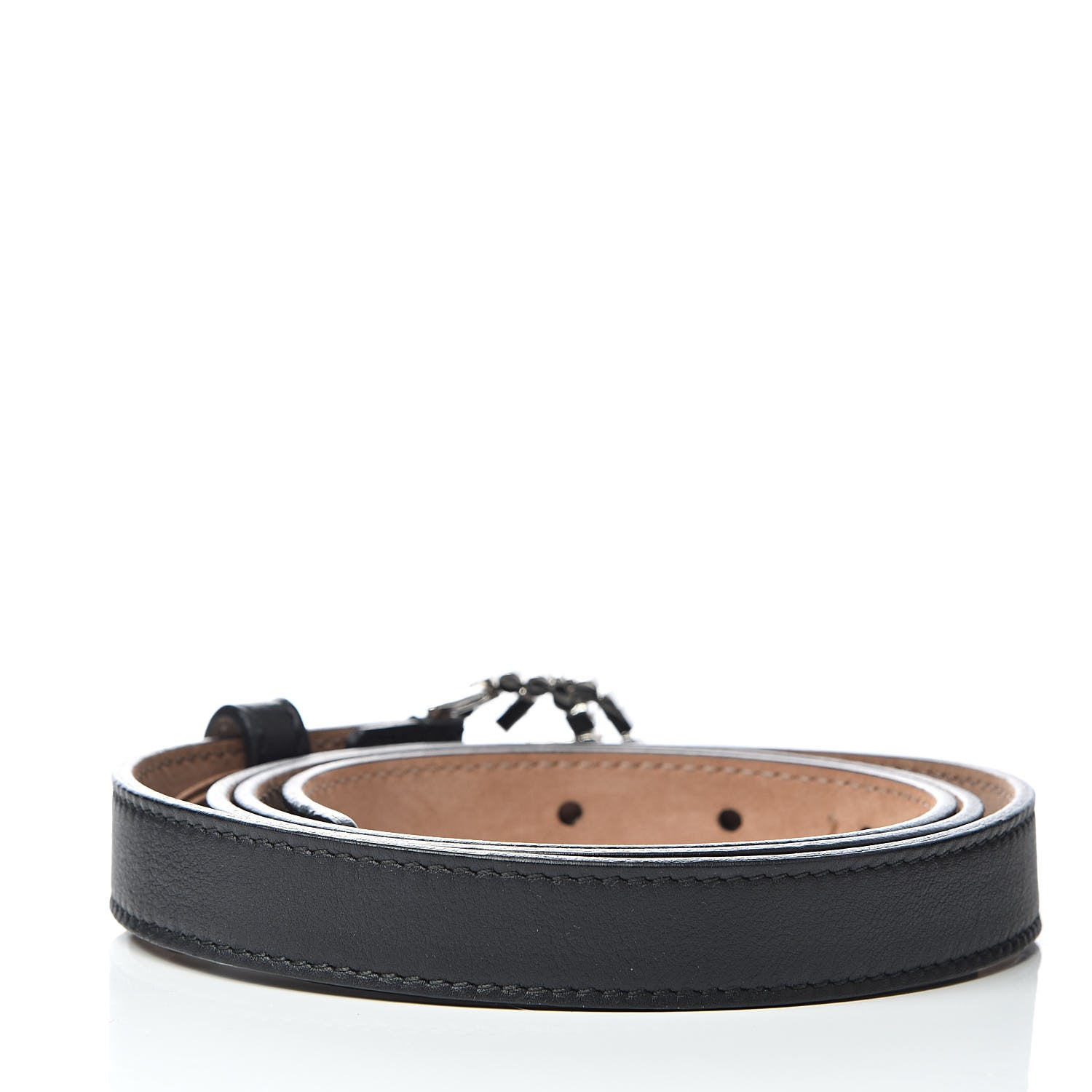 Gucci Calfskin Crystal Interlocking G Belt 95 38 Black 3 of 7