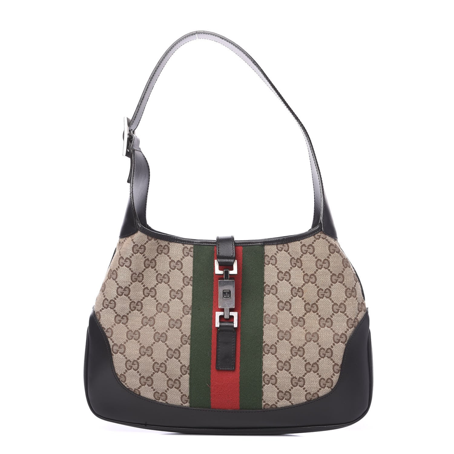 Gucci Monogram Web Jackie O Hobo Dark Brown 1 of 9