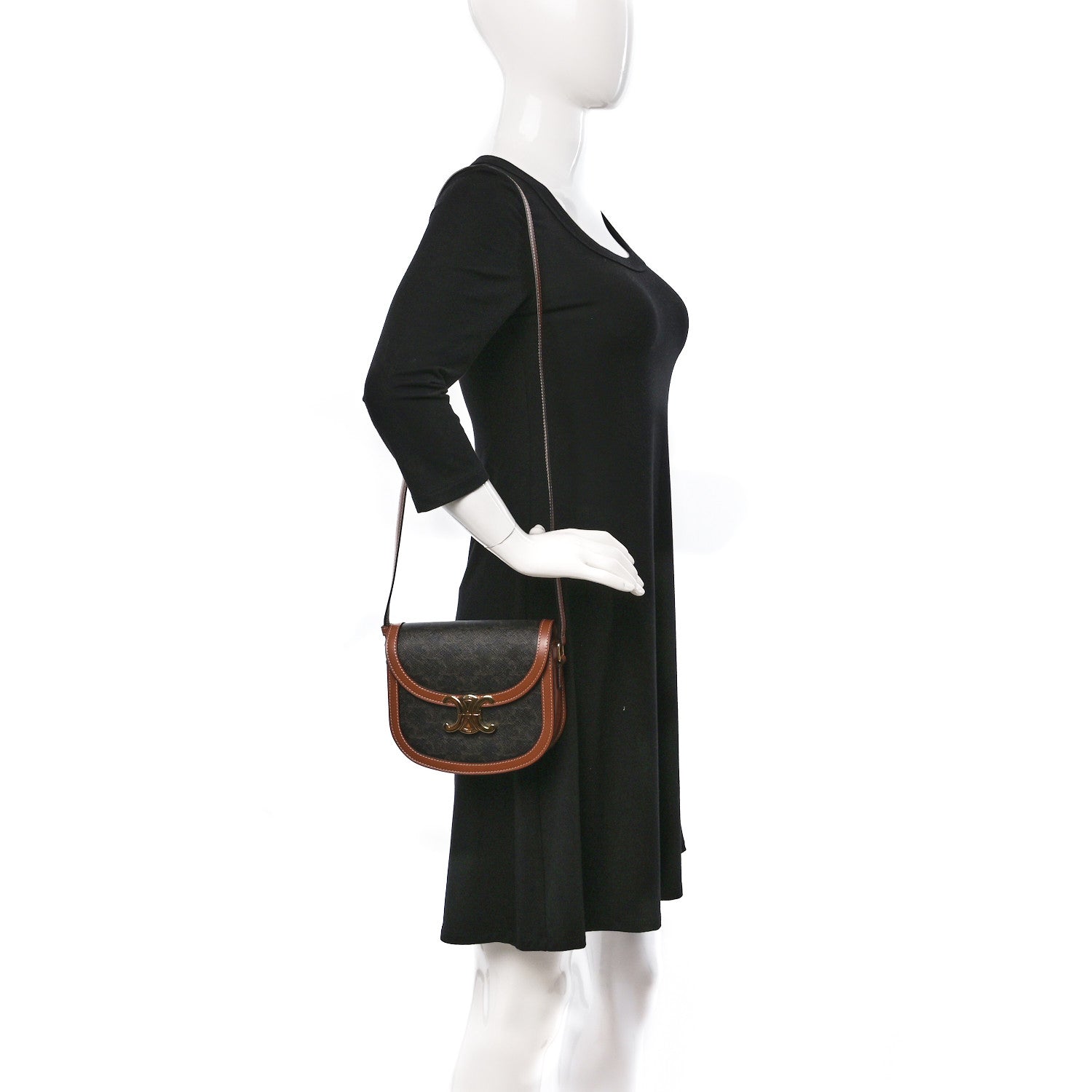 Celine Canvas Calfskin Triomphe Teen Besace Tan 2 of 9