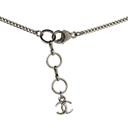 Chanel Resin Crystal CC Necklace Blue Green 4 of 5