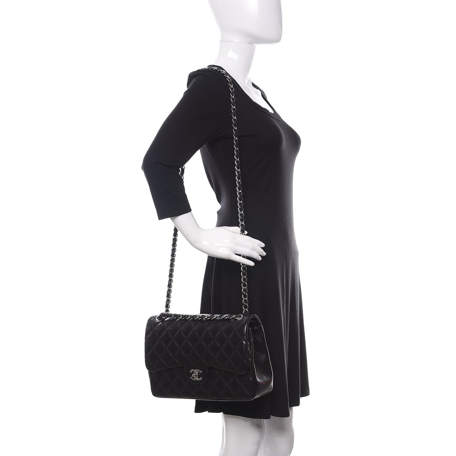 Chanel Lambskin Quilted Jumbo Double Flap Black 2 of 11