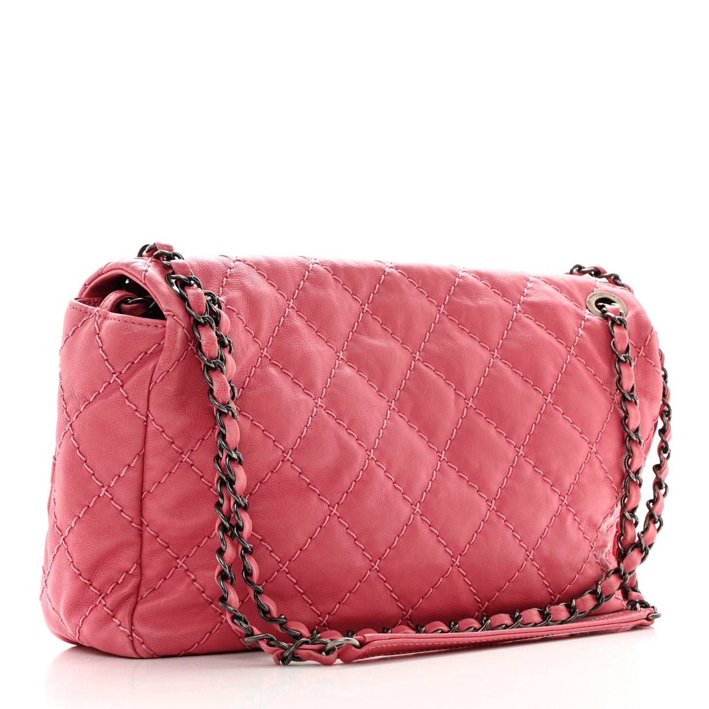 Grained Calfskin Medium Natural Beauty Flap Pink