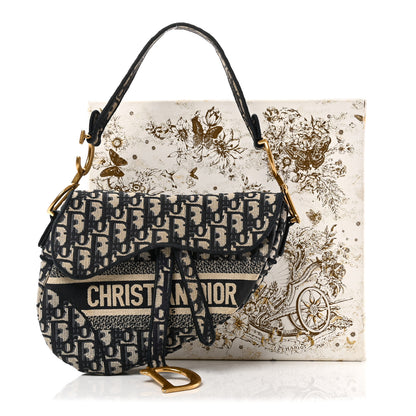 Christian Dior Oblique Embroidered Saddle Bag Blue 11 of 11
