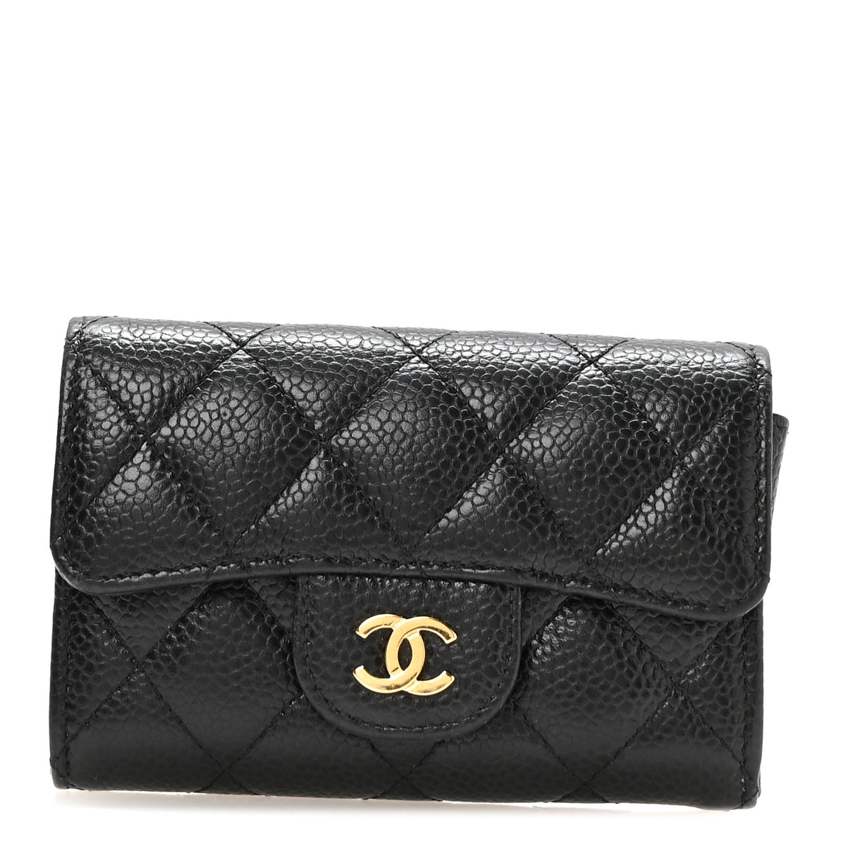 Chanel Caviar Quilted Flap Card Holder Wallet Black 1 of 9
