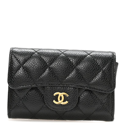 Chanel Caviar Quilted Flap Card Holder Wallet Black 1 of 9