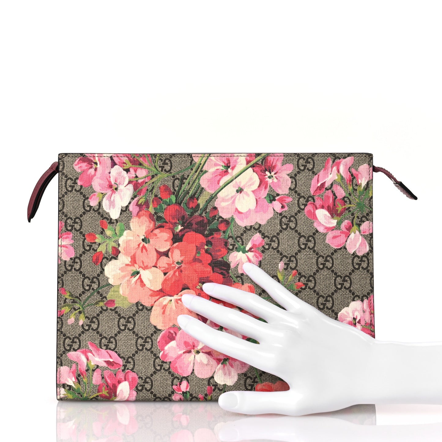 GG Supreme Monogram Blooms Large Cosmetic Case Beige Multicolor Dry Rose