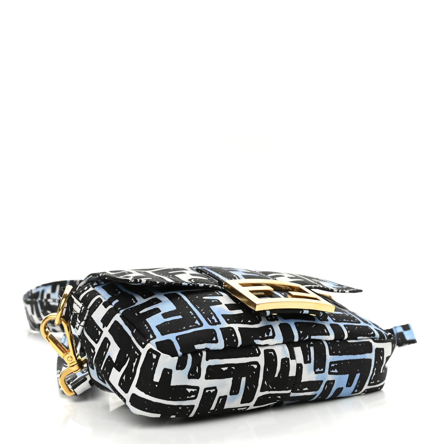 X JOSHUA VIDES Nylon FF Cloudy Mini Belt Baguette Bag White Celeste Black