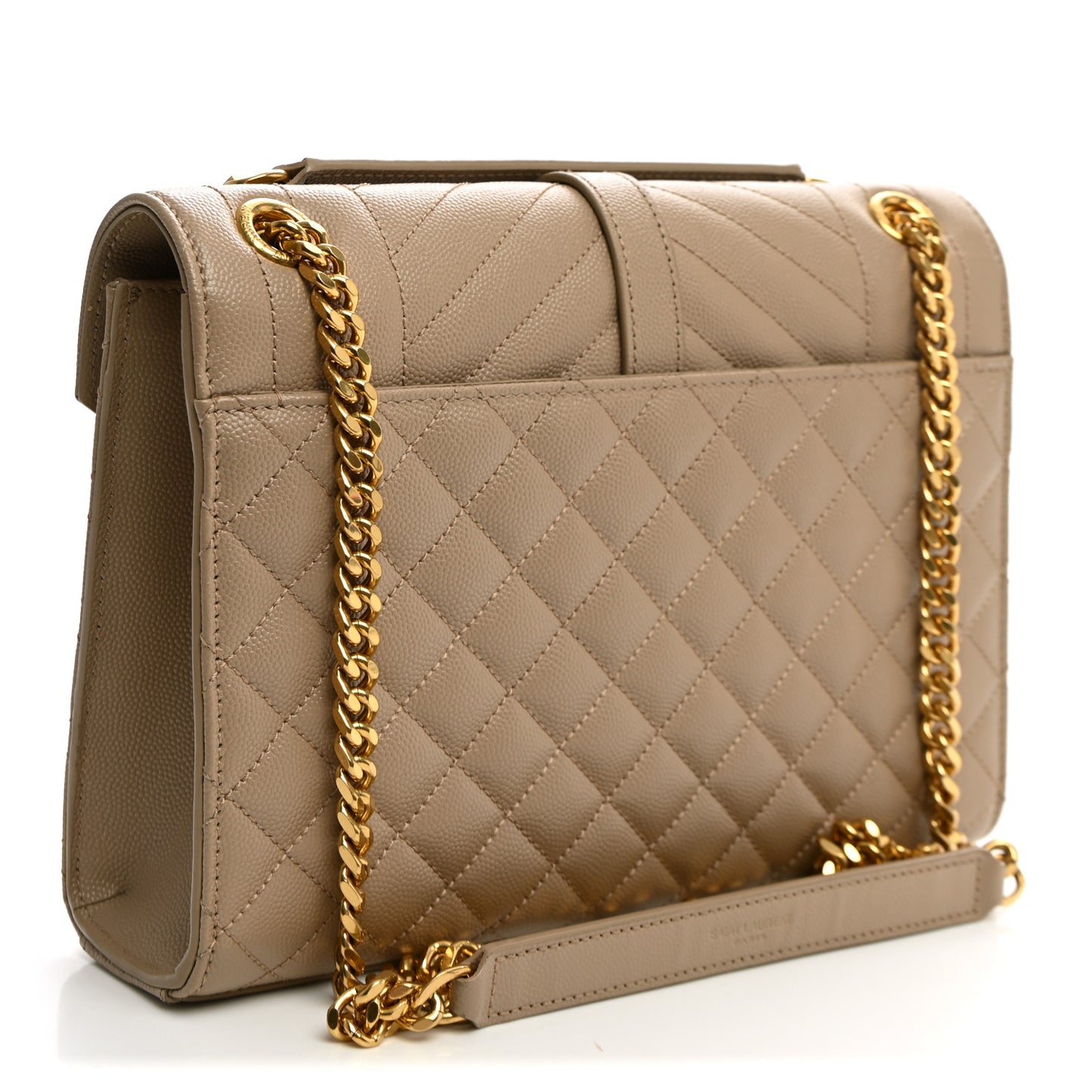 Grain De Poudre Textured Mixed Matelasse Medium Triquilt Monogram Satchel Dark Beige