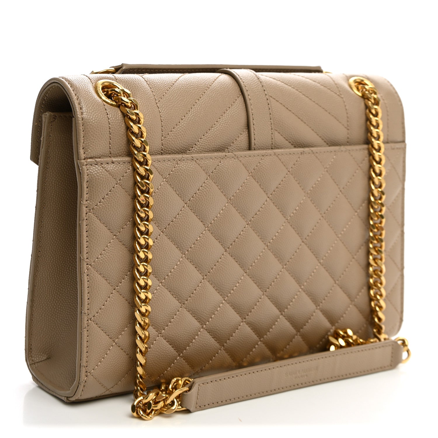 Saint Laurent Grain De Poudre Textured Mixed Matelasse Medium Triquilt Monogram Satchel Dark Beige 2 of 10