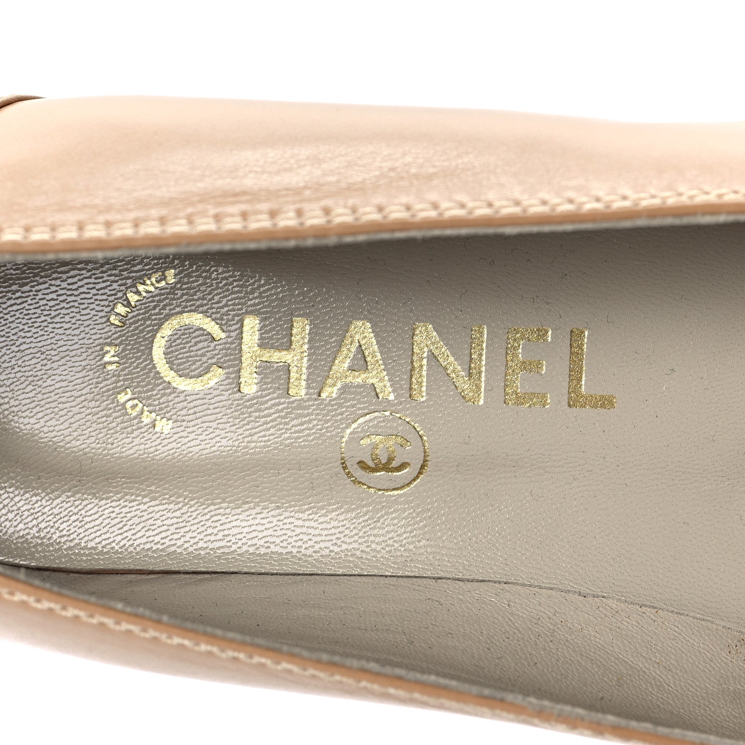 Chanel Lambskin Womens CC Mocassin Loafers 38 Beige White 8 of 8
