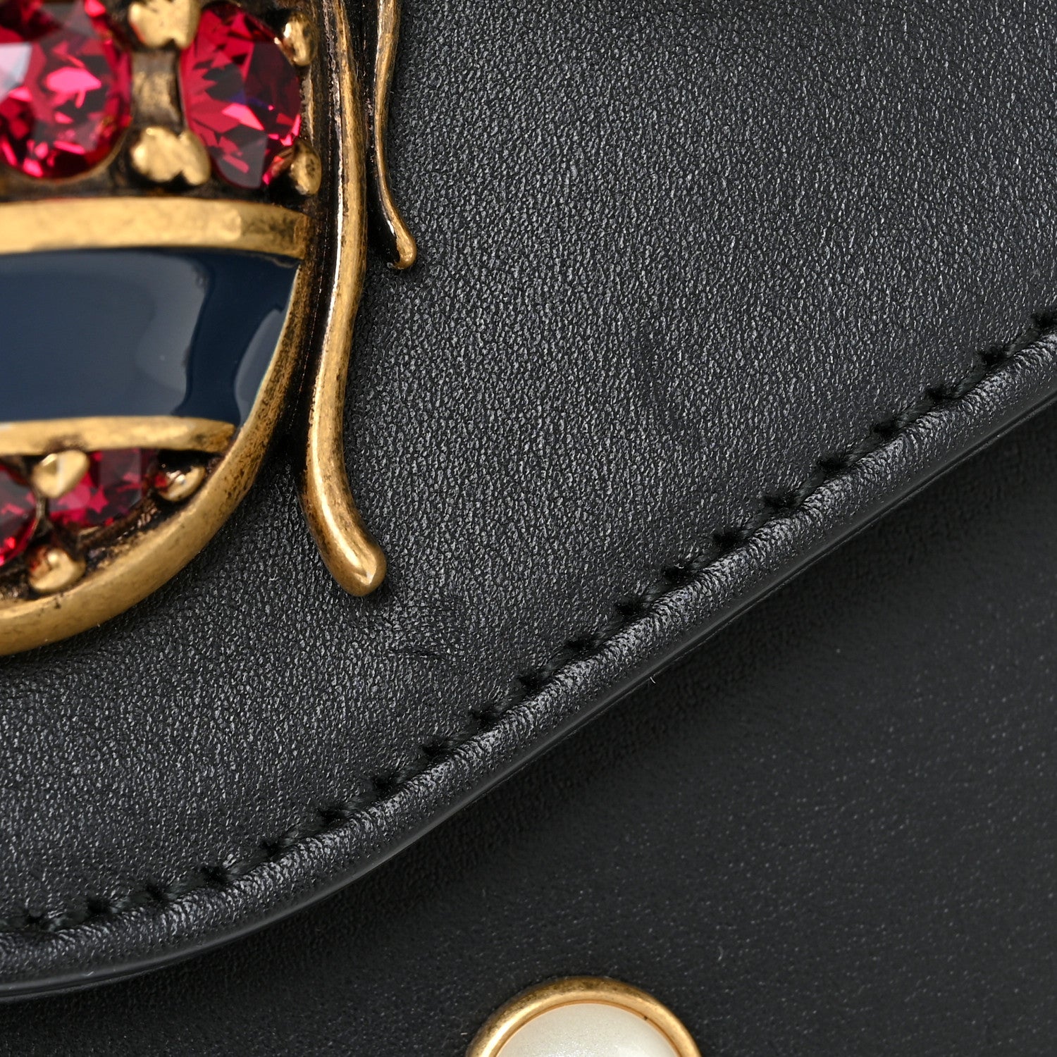 Gucci Nappa Pearl Studded Mini Queen Margaret Broadway Shoulder Bag Black 15 of 15