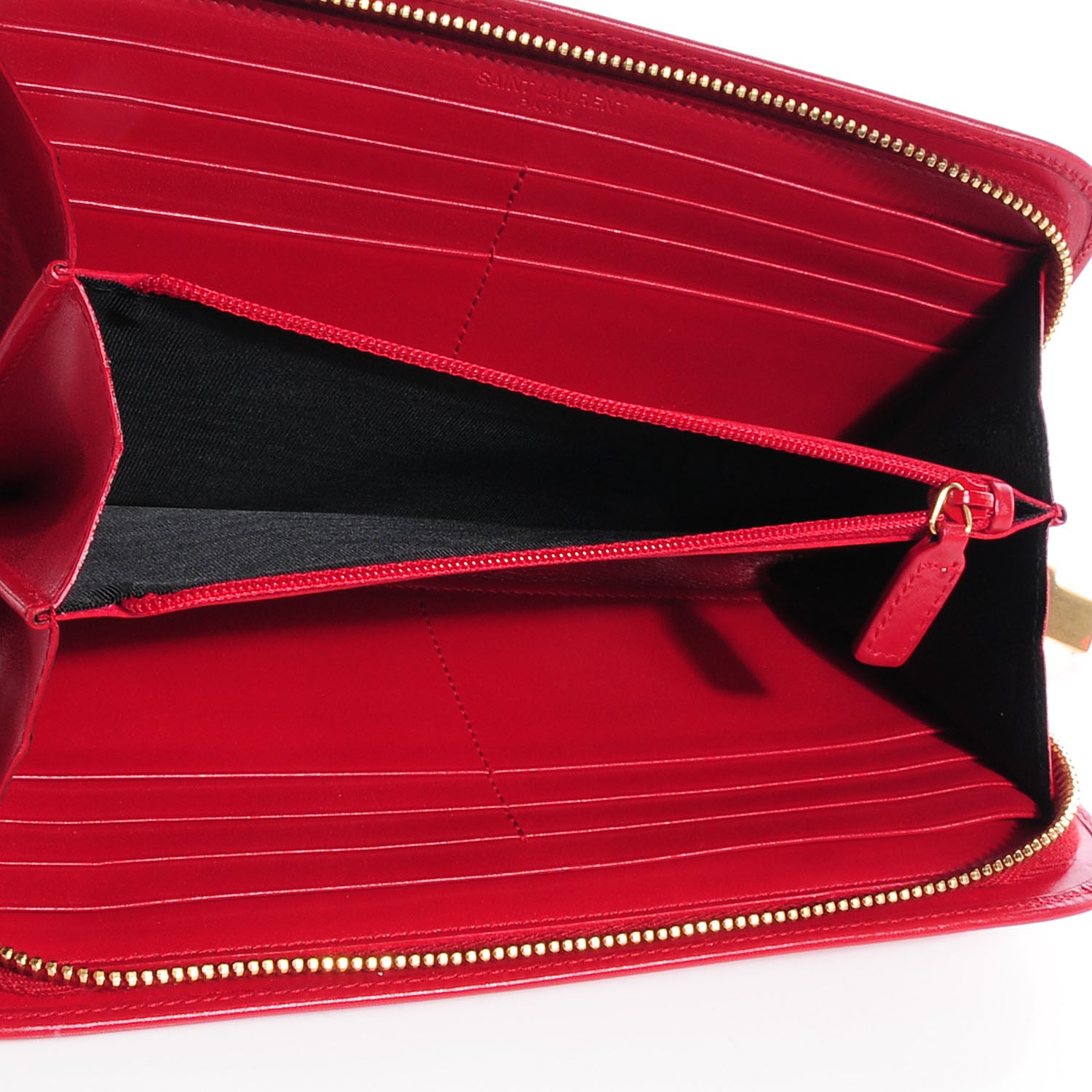 Saint Laurent Calfskin Zip Continental Wallet Rouge Orient 6 of 10
