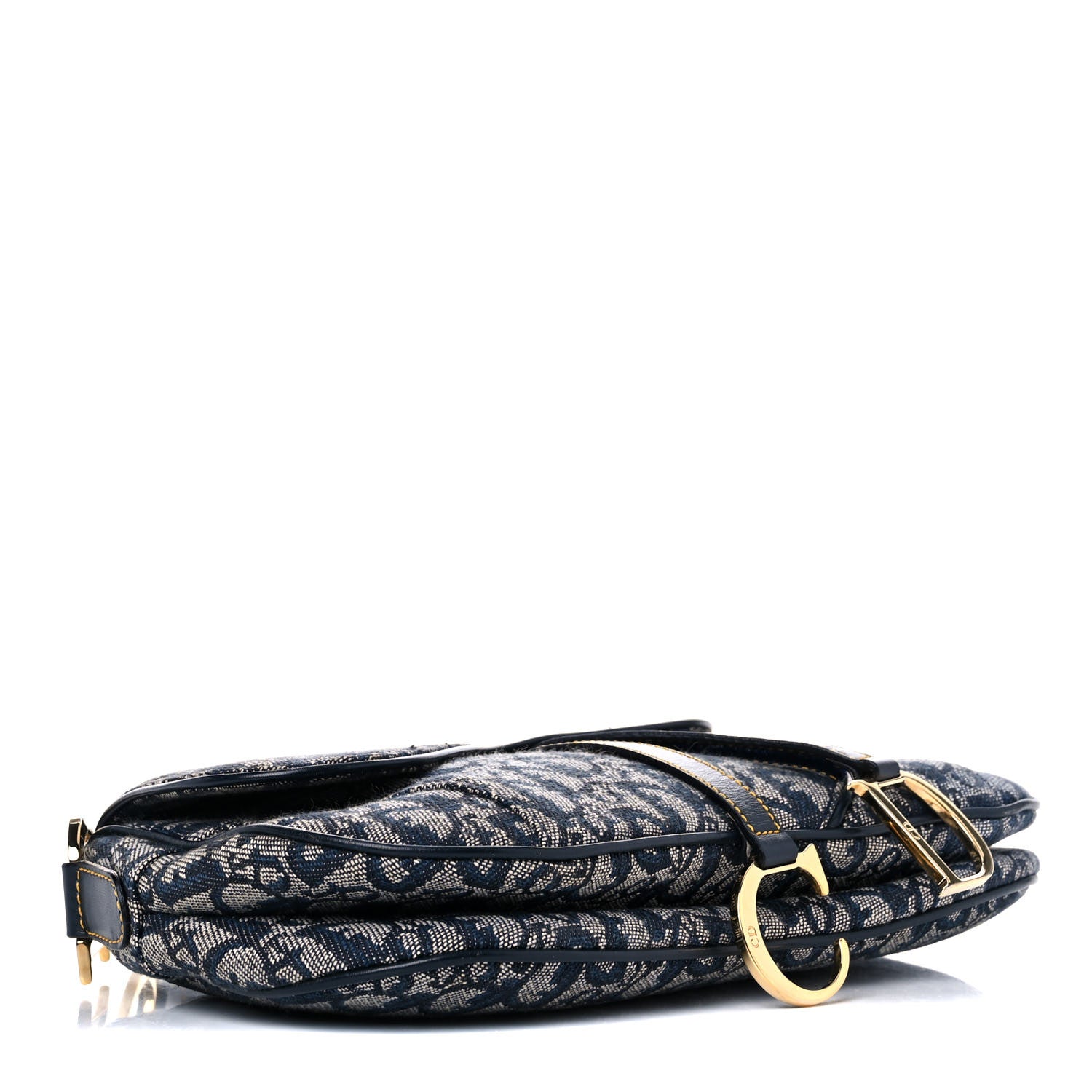Christian Dior Monogram Double Saddle Bag Navy Blue 5 of 12