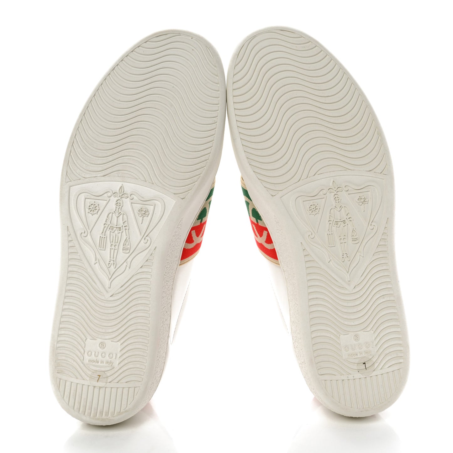 Calfskin Web Interlocking G Mens Ace Sneakers 7 White