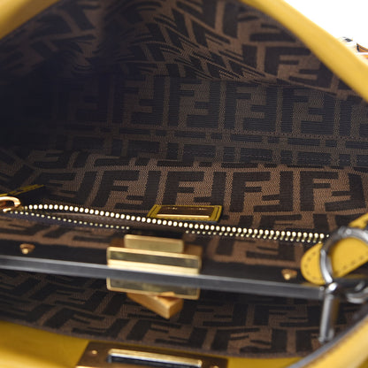 Fendi Vitello Zucca Medium Peekaboo Iconic Satchel Yellow Tobacco 6 of 10