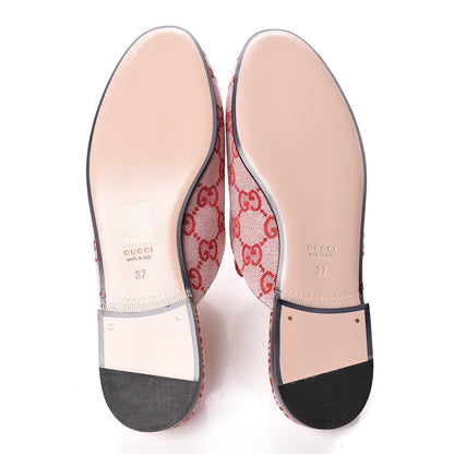 Gucci Canvas GG Monogram Horsebit Womens Princetown Slippers 37 Gardenia Hibiscus Red 5 of 10