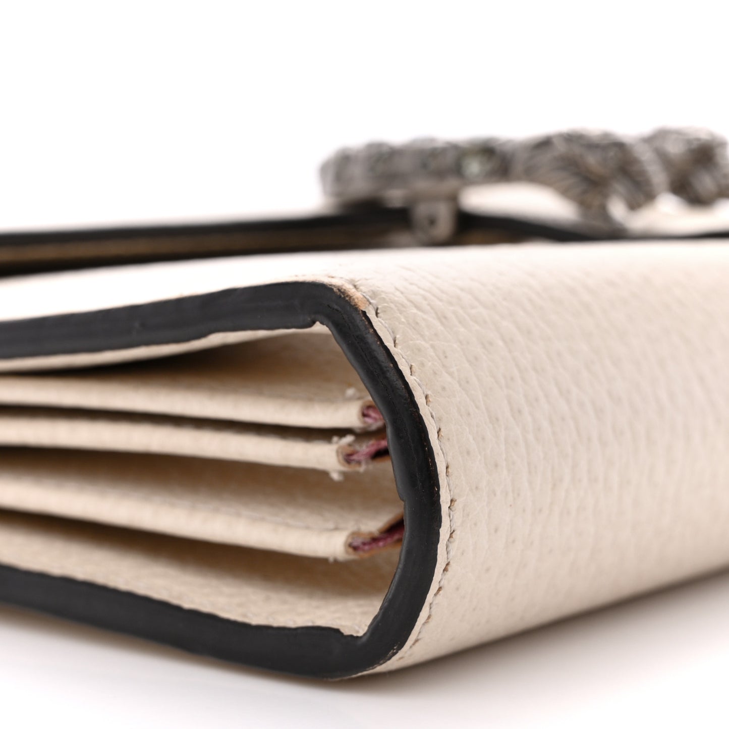 Dollar Calfskin Mini Dionysus Chain Wallet Mystic White