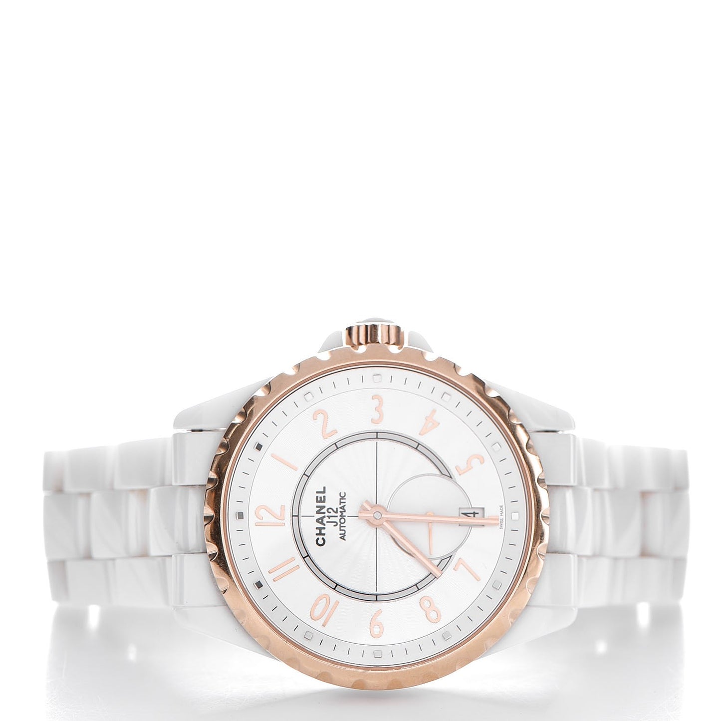 Stainless Steel 18K Beige Gold Ceramic 36.5mm J12 Automatic Watch White