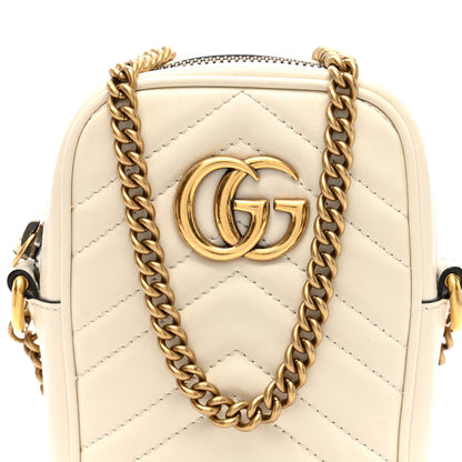 Gucci Calfskin Matelasse Mini GG Marmont Crossbody Bag White 7 of 9