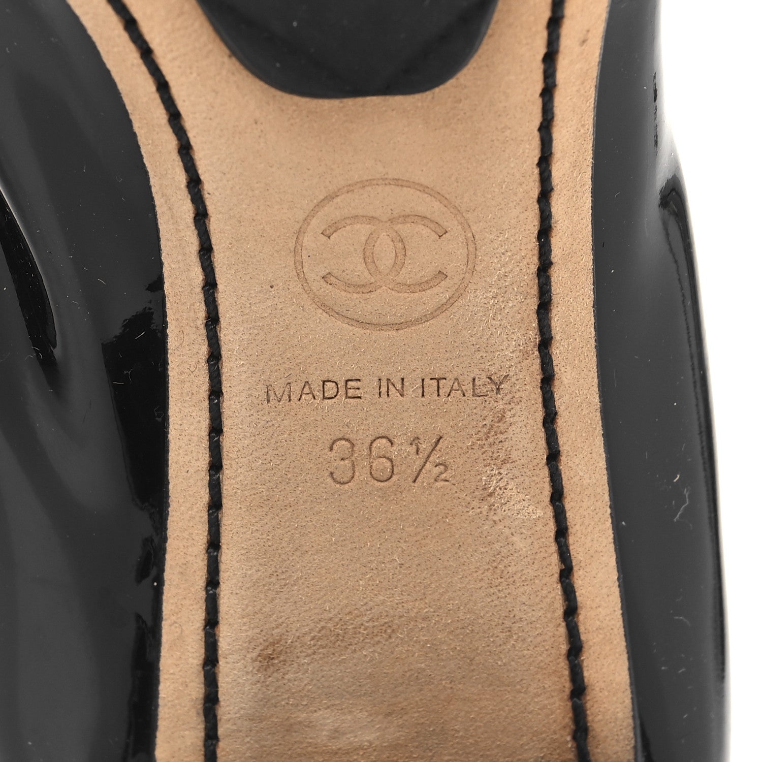 Chanel Lambskin Patent CC Elastic Cap Toe Ballerina Pumps 36.5 Black 8 of 10