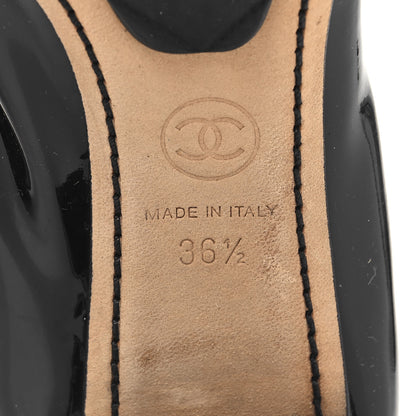 Chanel Lambskin Patent CC Elastic Cap Toe Ballerina Pumps 36.5 Black 8 of 10