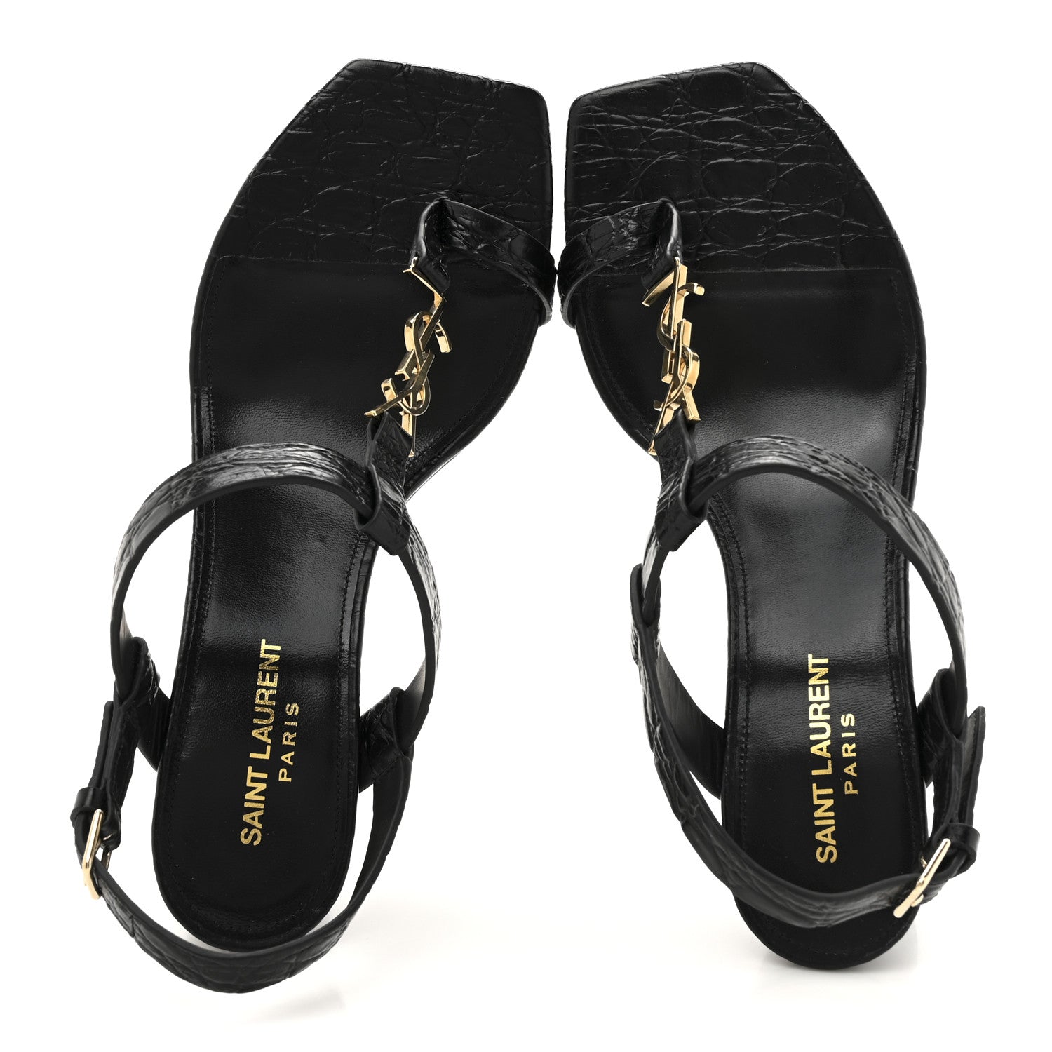 Saint Laurent Calfskin Cassandra 75 Sandals 39.5 Black 2 of 10