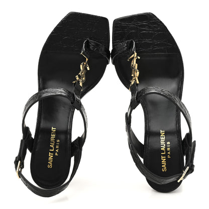 Saint Laurent Calfskin Cassandra 75 Sandals 39.5 Black 2 of 10