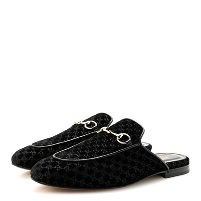 Gucci Velvet GG Monogram Womens Princetown Slippers 39 Black 4 of 9