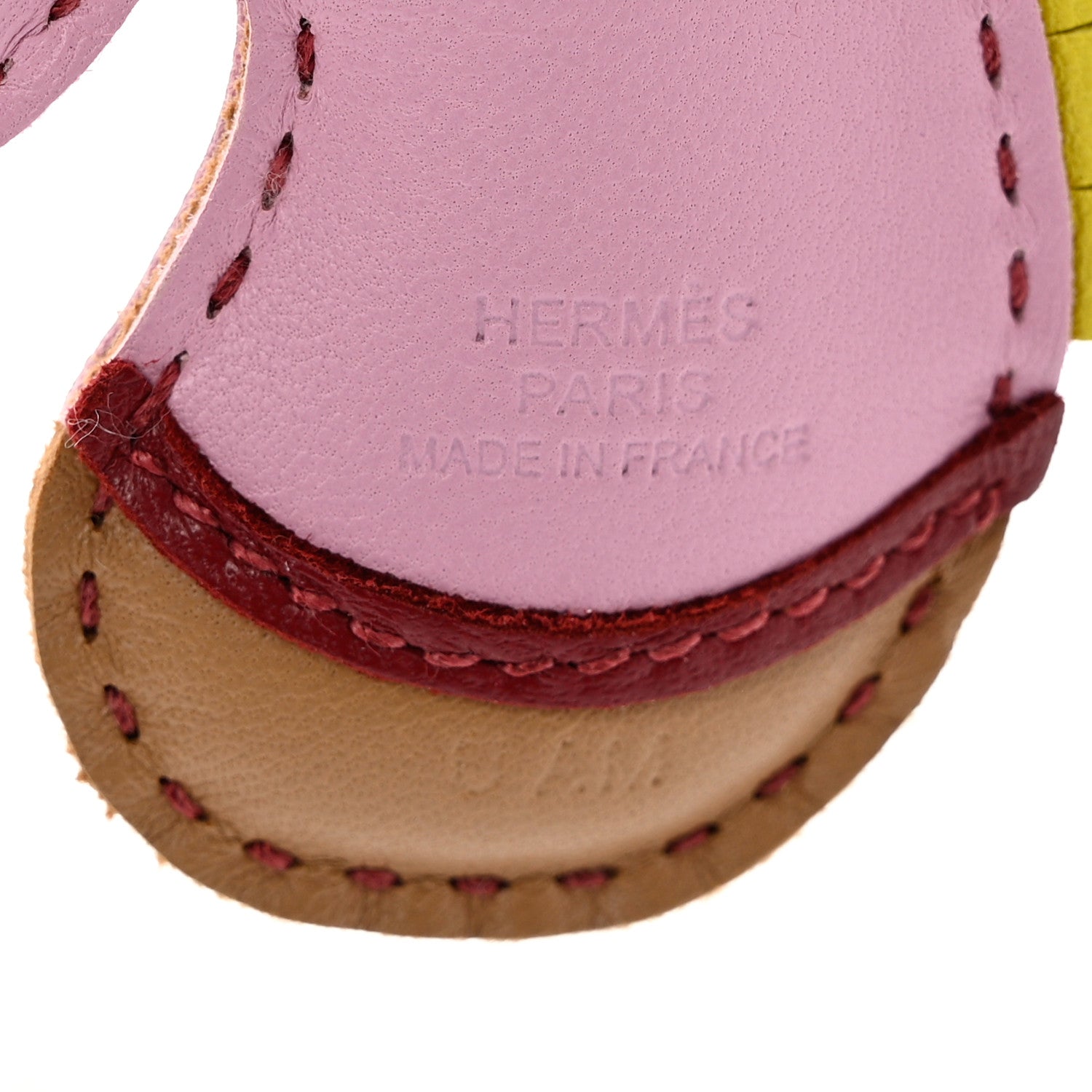 Hermes Milo Lambskin Geegee Camail Bag Charm Mauve Sylvestre Chai Lime Rouge Grenat 3 of 3