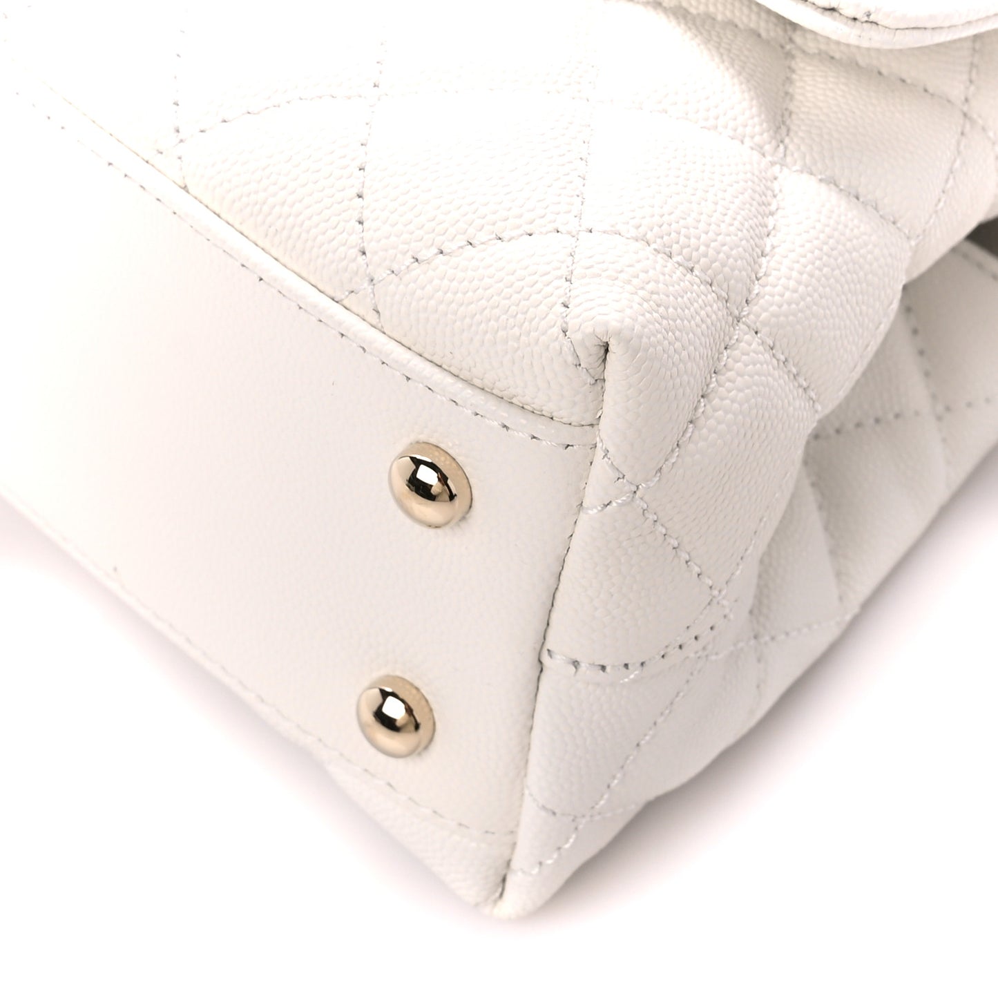 Caviar Quilted Mini Coco Chain Handle Flap White