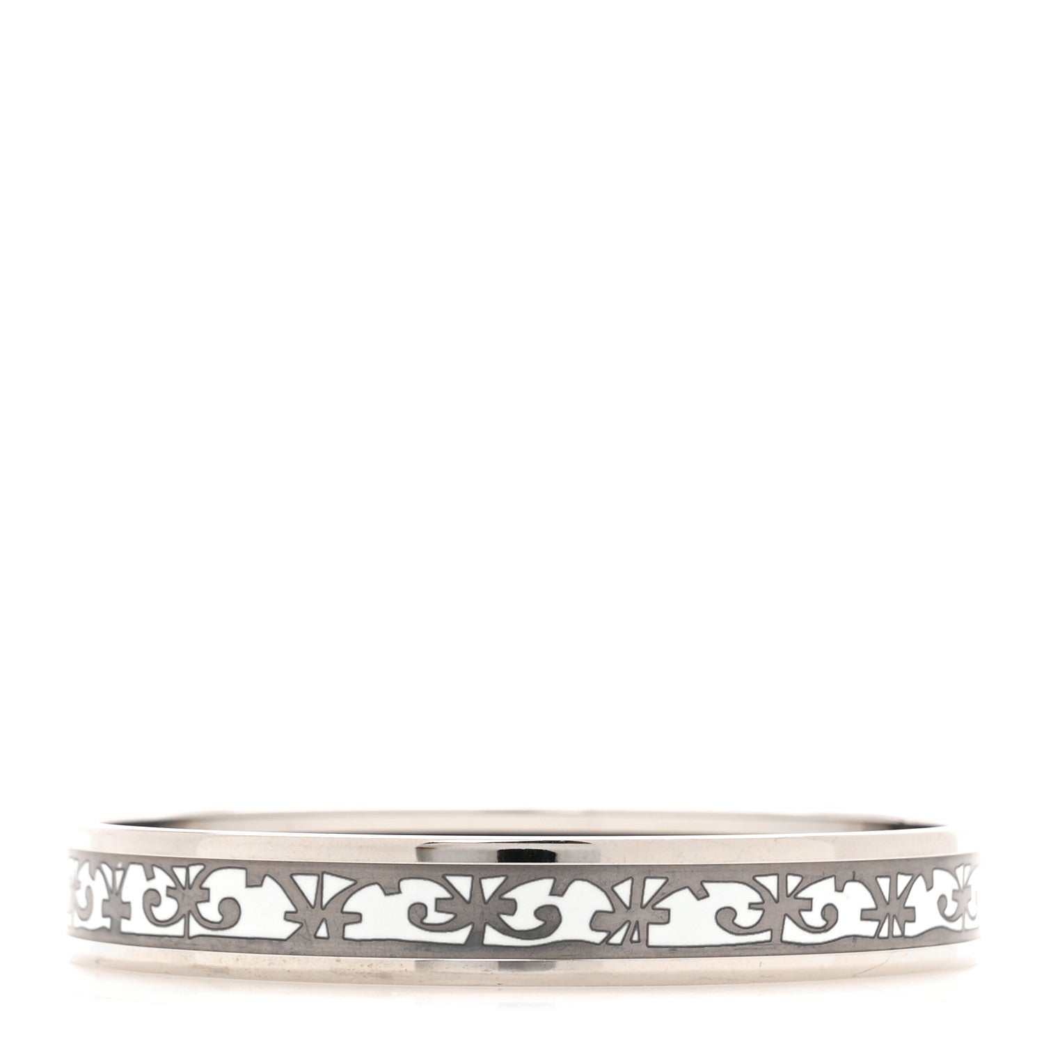 Hermes Enamel Printed Narrow Balcons du Guadalquivir Bracelet 70 Platine 3 of 5