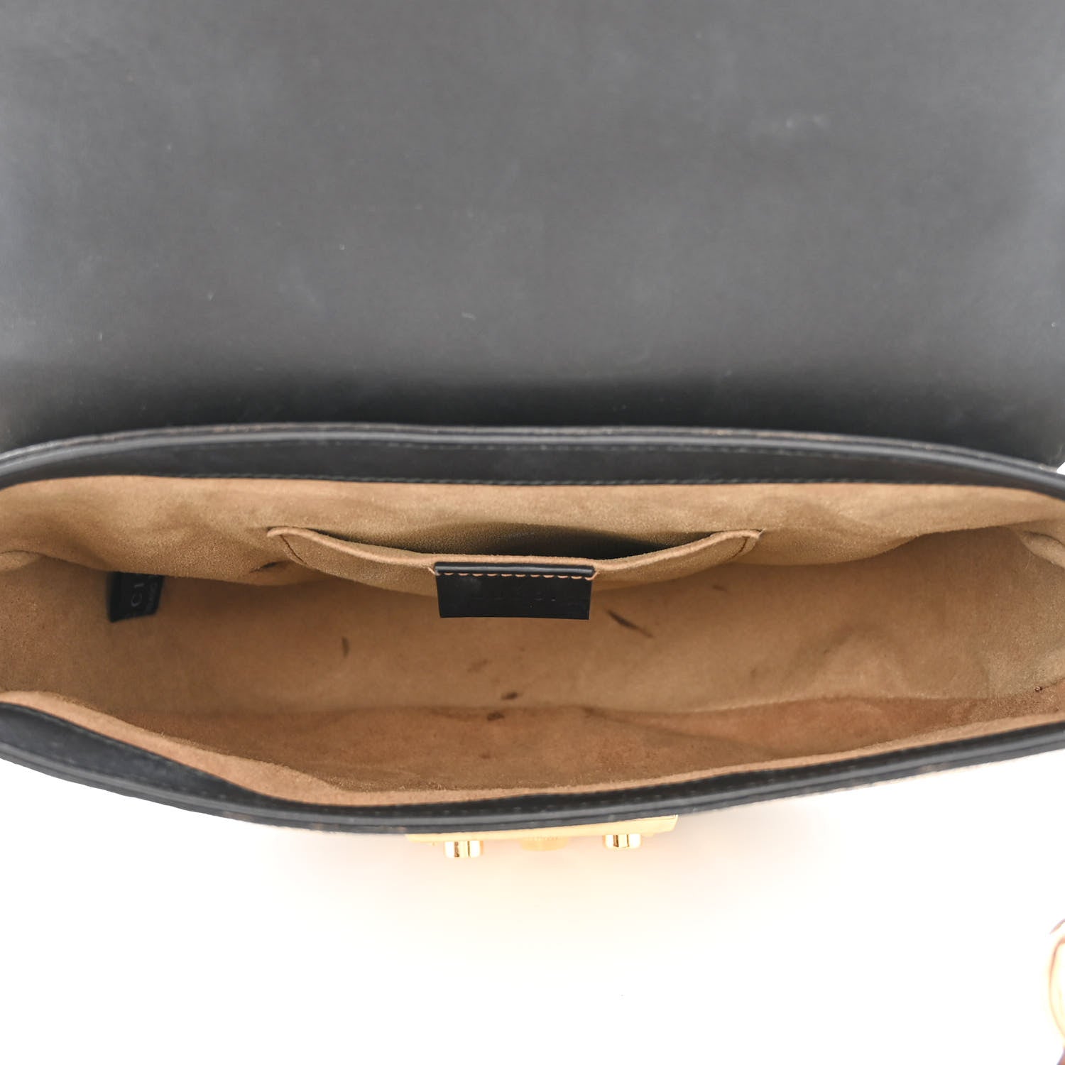 Gucci GG Supreme Monogram Web Medium Padlock Messenger Shoulder Bag Black 5 of 16