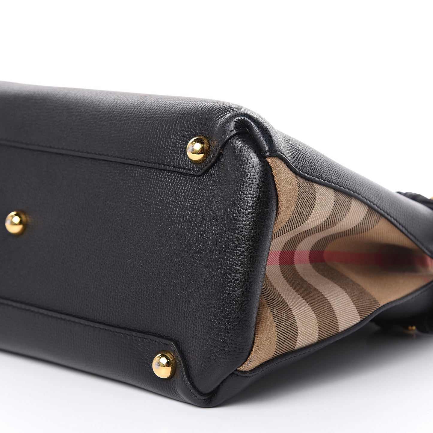 Grainy Calfskin House Check Medium Banner Tote Black