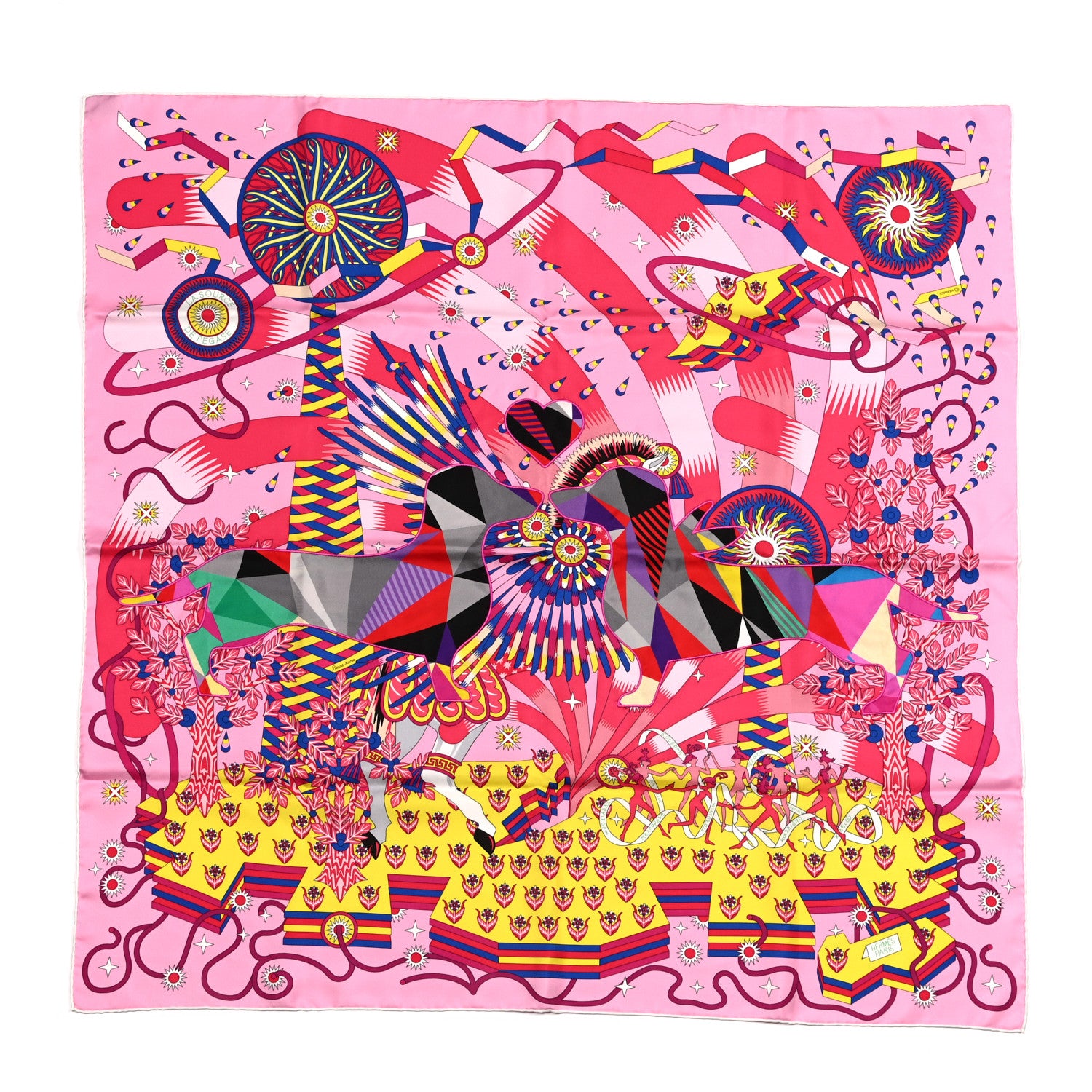 Hermes Silk Woof Woof Scarf 90 Rose 1 of 7