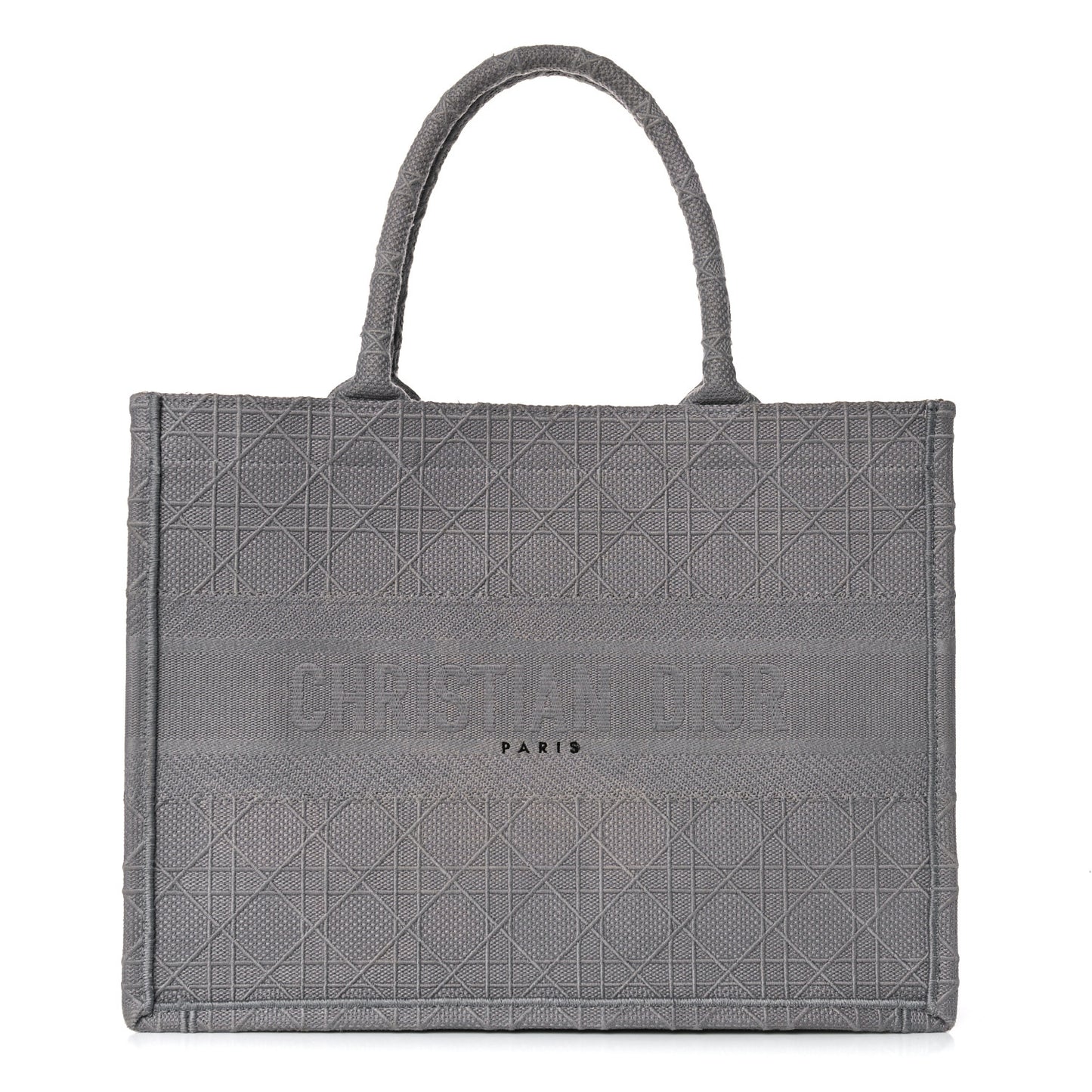 Canvas Embroidered Cannage Medium Book Tote Stone