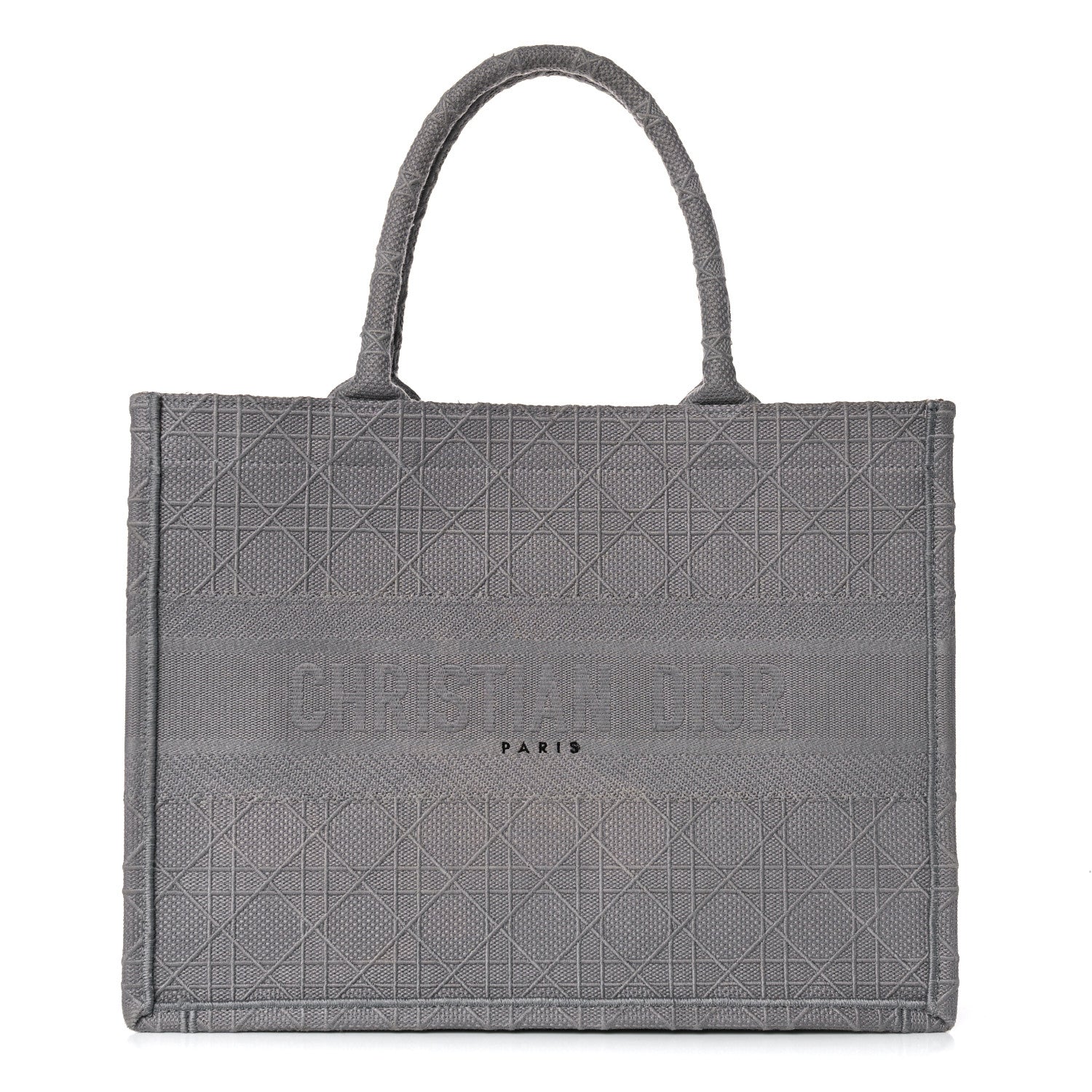 Christian Dior Canvas Embroidered Cannage Medium Book Tote Stone 1 of 15