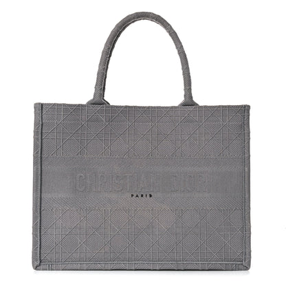 Christian Dior Canvas Embroidered Cannage Medium Book Tote Stone 1 of 15
