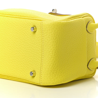 Hermes Taurillon Clemence Mini Lindy 20 Lime 8 of 9
