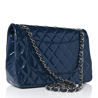 Chanel Patent Quilted Jumbo Double Flap Navy 3 of 10