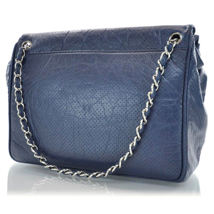 Chanel Aged Calfskin Perforated Tote Navy 3 of 10