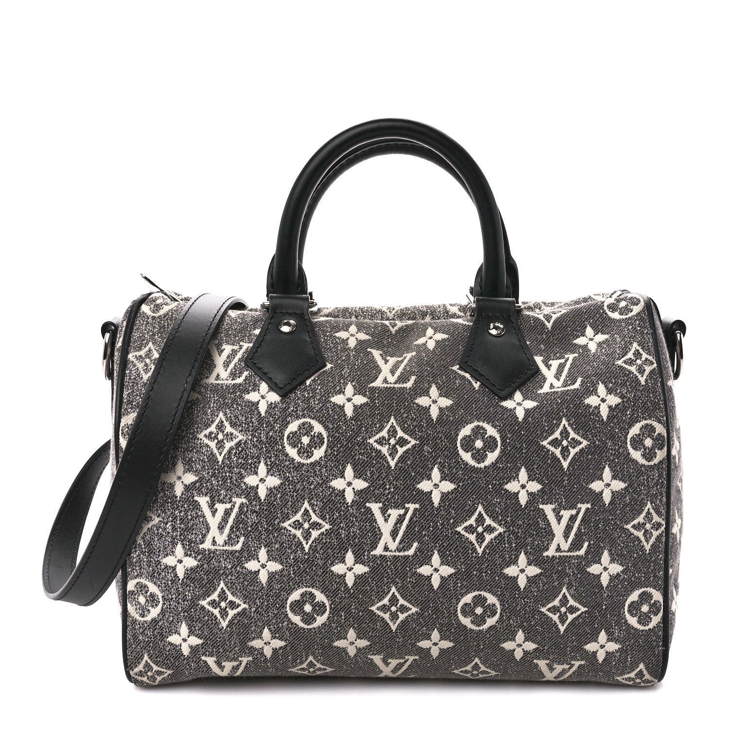 Louis Vuitton Denim Monogram Jacquard Speedy Bandouliere 25 Black 1 of 11