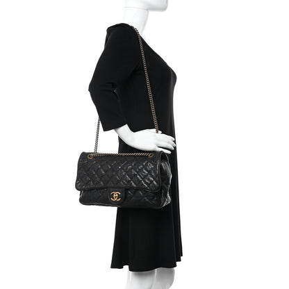 Chanel Crumpled Grained Calfskin Quilted Large Shiva Flap Black 2 of 13