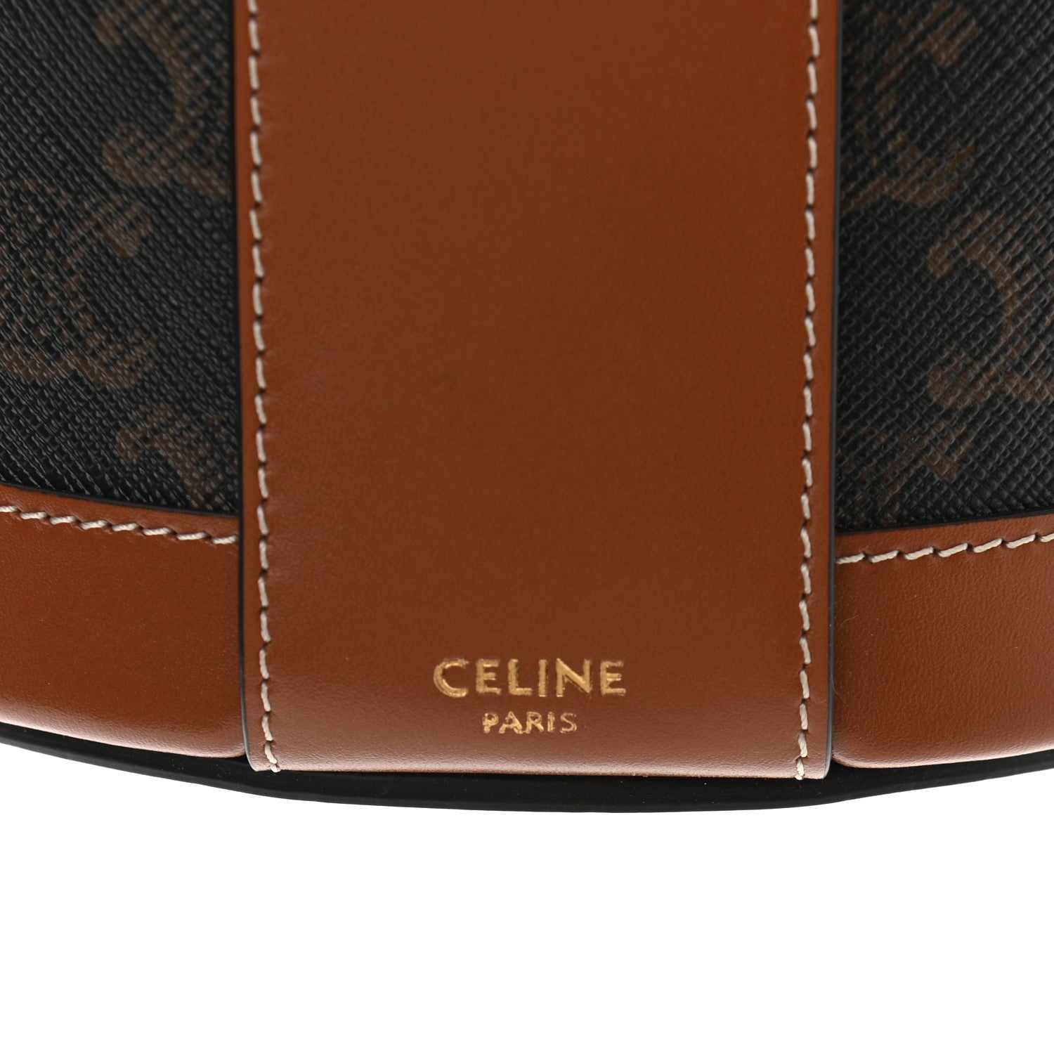 Celine Calfskin Triomphe Canvas Medium Tambour Bag Tan 6 of 11