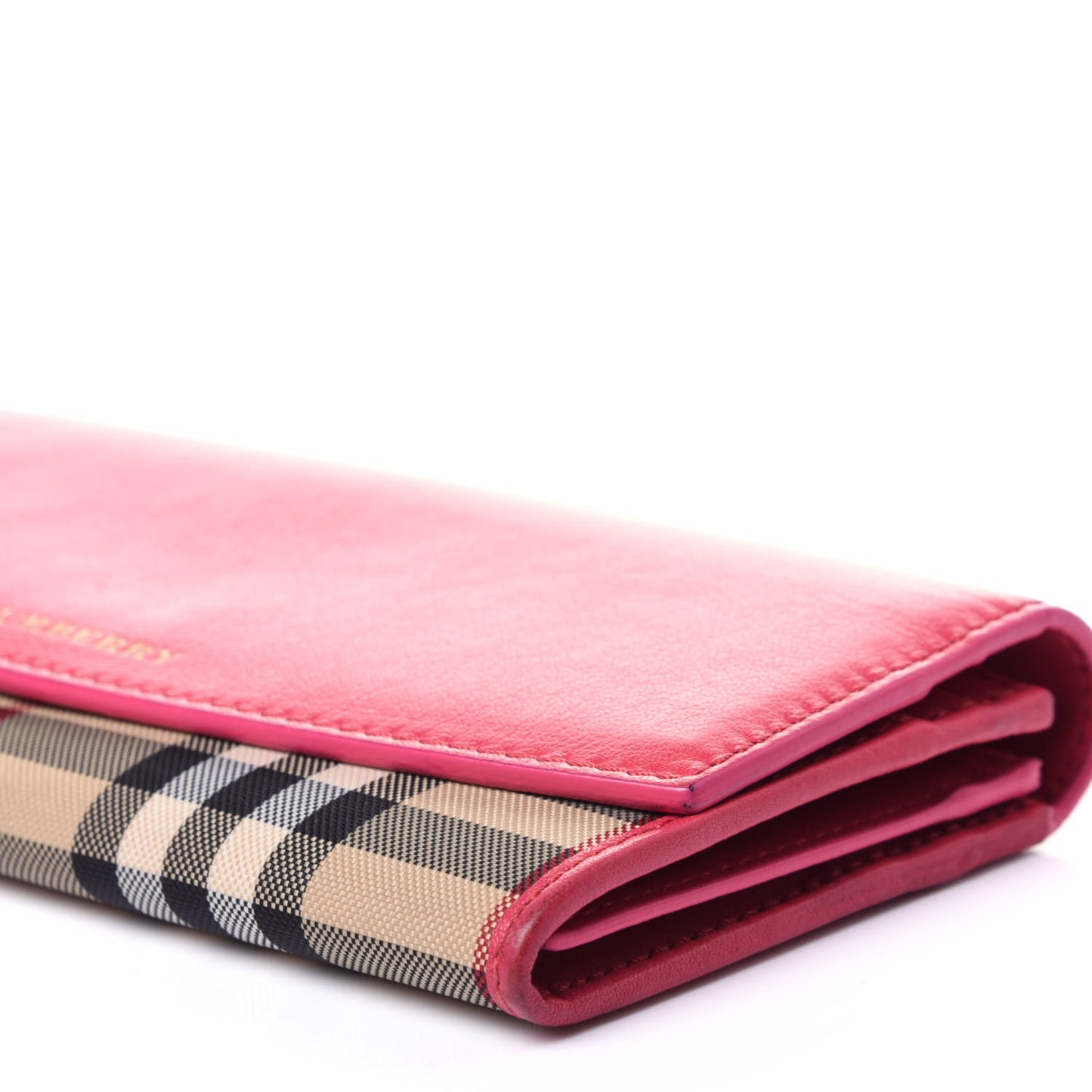 Calfskin Horseferry Check Porter Continental Wallet Crimson Pink