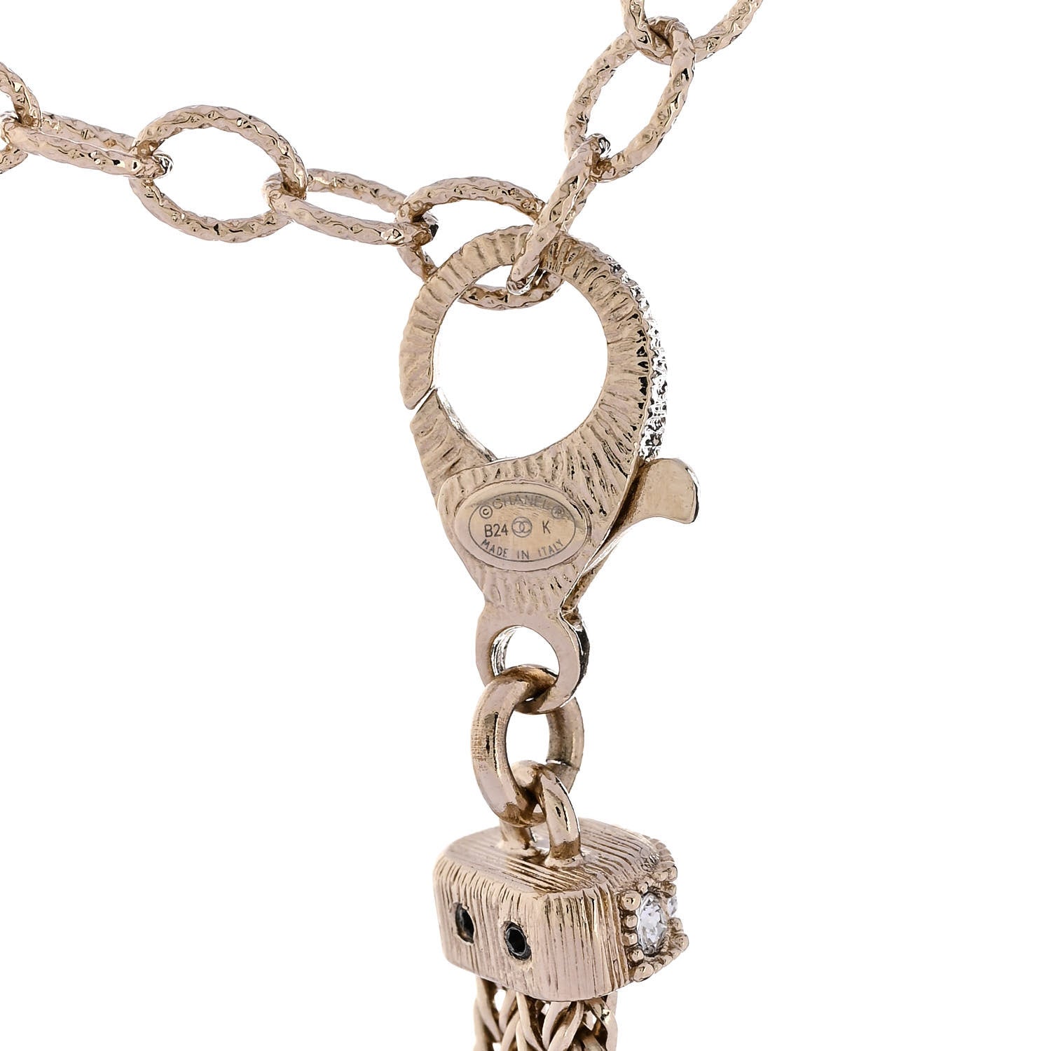 Chanel Metal Crystal Logo Choker Necklace Gold 5 of 6