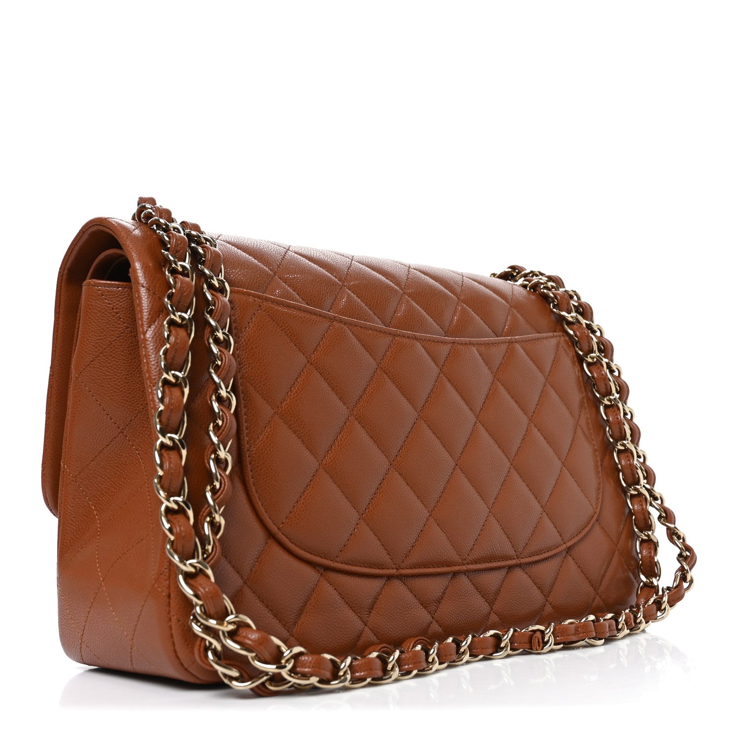 Chanel Caviar Quilted Jumbo Double Flap Light Brown 3 of 11