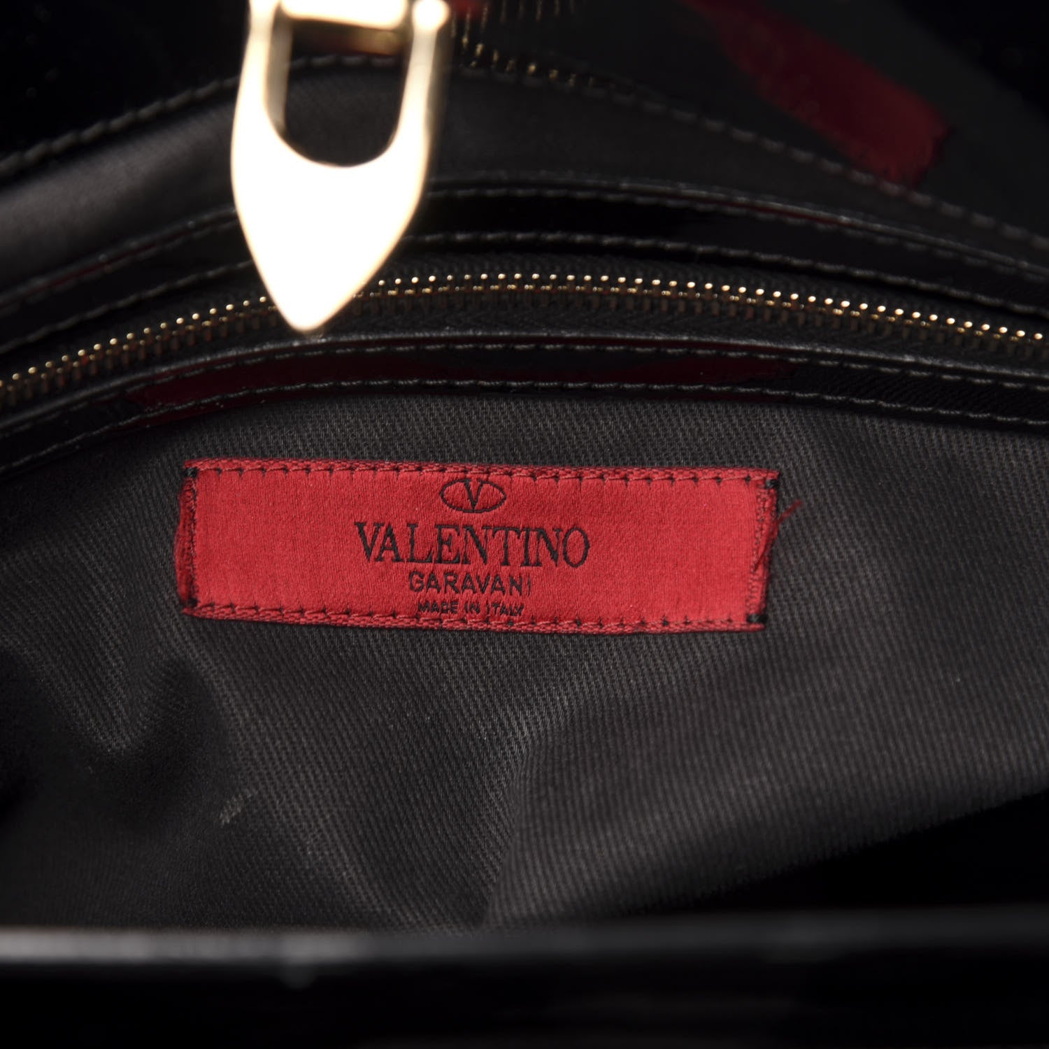 Valentino Garavani Patent Rockstud Flip Lock Tote Black 7 of 13